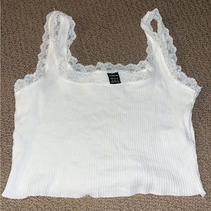 White small lace crop top from shein